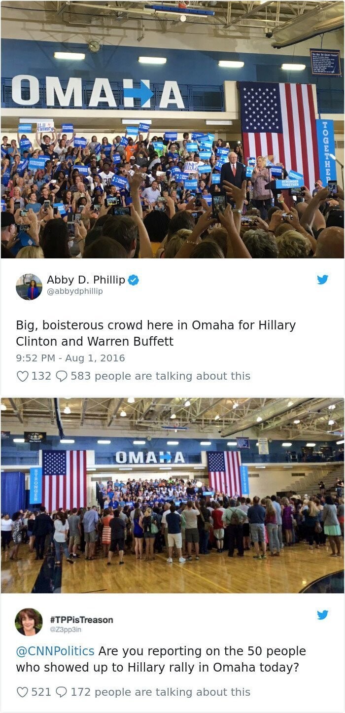Хиллари Клинтон приветствует своих сторонников в Омахе