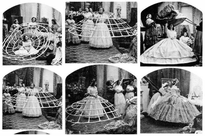 Процесс одевания бального платья. 1850-1860 годы.