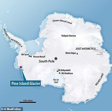 Ледник Пайн-Айленд находится в западной части Антарктиды