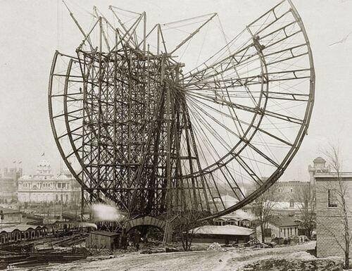 Строительство первого чёртова колеса. Чикаго. США. 1893 г.