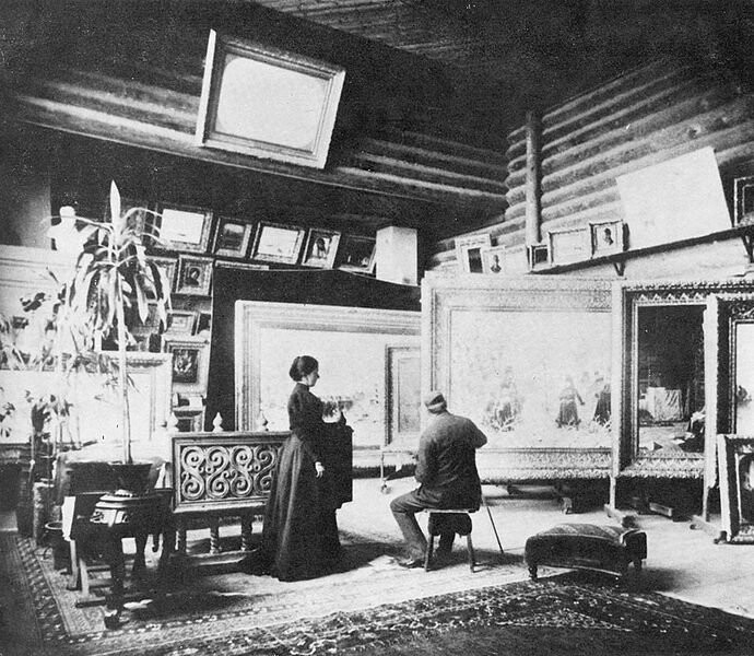 Мастерская Василия Верещагина в его доме в Нижних Котлах. 1890-е.