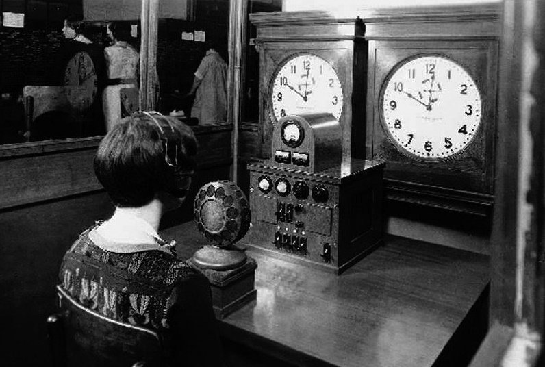 Телефонный оператор объявляет точное время каждые 15 секунд. Чикаго, 1928 г. 