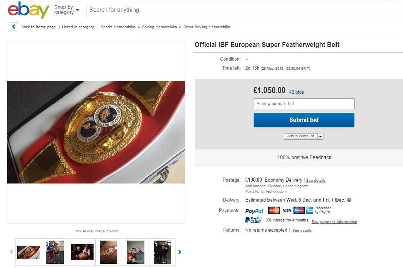 Шотландский боксер решил продать свой чемпионский пояс, чтобы купить подарок сыну