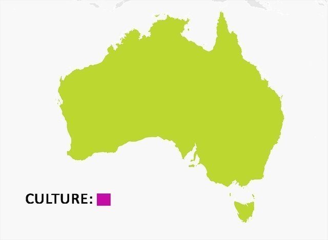 Карта самых культурных регионов Австралии (помечены фиолетовым цветом)