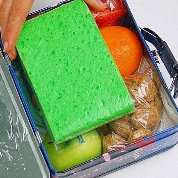 Замороженная губка в закрывающемся пакете поможет сохранить завтрак холодным