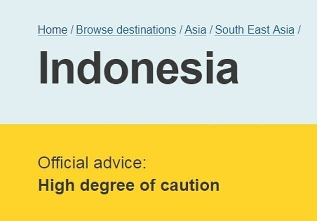 Официально: при поездке в Индонезию следует соблюдать высокую степень осторожности