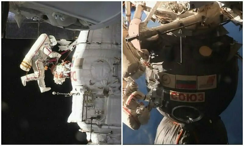 Как тебе такое, Илон Маск? Российские космонавты исследовали "Союз МС-09" вооружившись ножницами по металлу и ножом.  