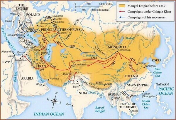 Монгольское нашествие. Приблизительное число погибших — 60 млн.