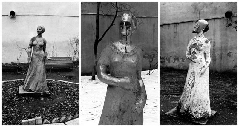 Питер - воистину культурная столица! Фотограф создал хронику жизни статуи в одном из петербургских дворов длиною в 28 лет