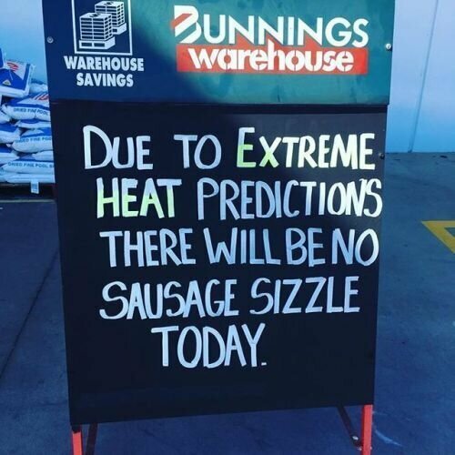 "Из-за прогнозируемой температуры сегодня сосисочного барбекю не будет"