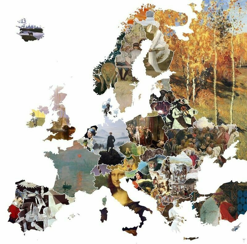 Карта самых известных произведений живописи Европы