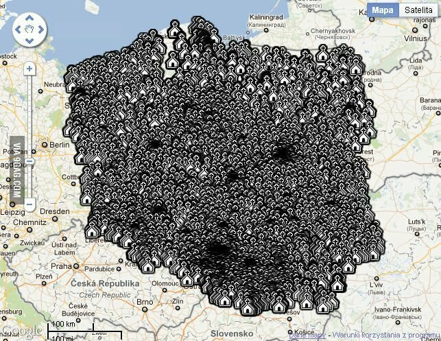 Карта церквей в Польше