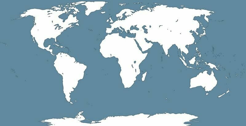 Менее 0,1% населения Земли проживает в регионе, обозначенном синим цветом