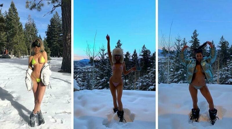 Знаменитости решили не пропускать новый тренд, в котором красотки позируют в купальниках в снежную погоду