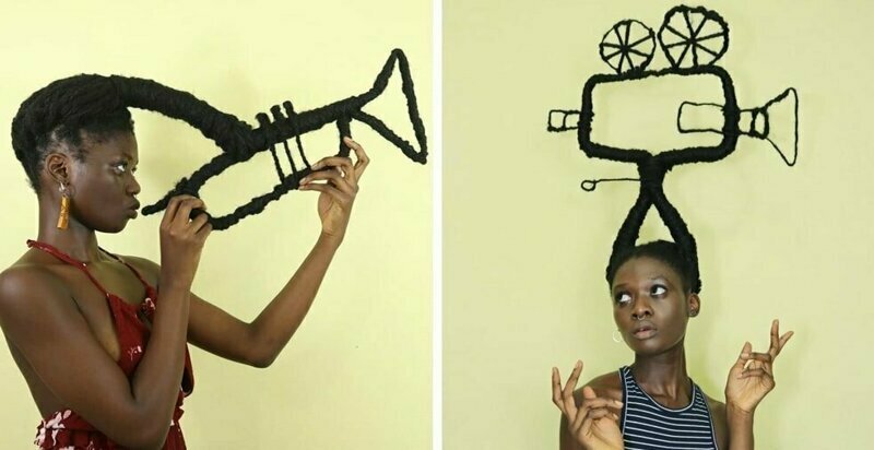 25 забавных скульптур от африканской художницы, которые она сделала из собственных волос