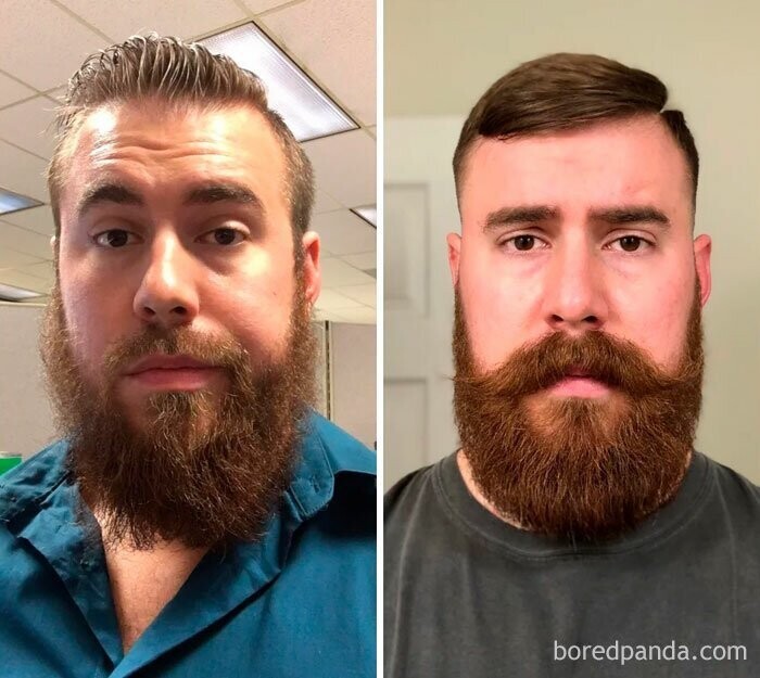 41. "Слева - я до того, как узнал, что за бородой можно ухаживать. Справа - научился ухаживать за ней"
