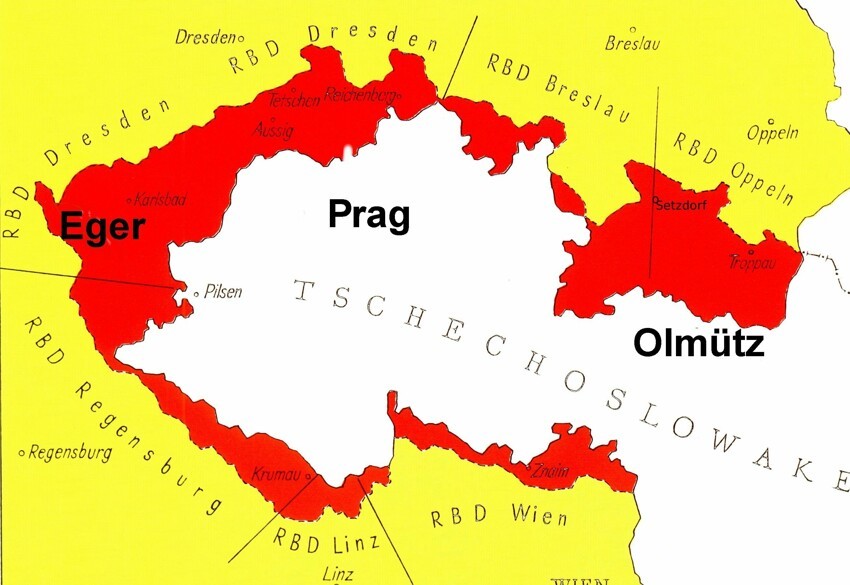Судетская область карта 1938