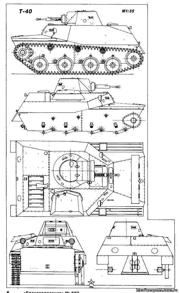 На рисунке - чертежи Т-40