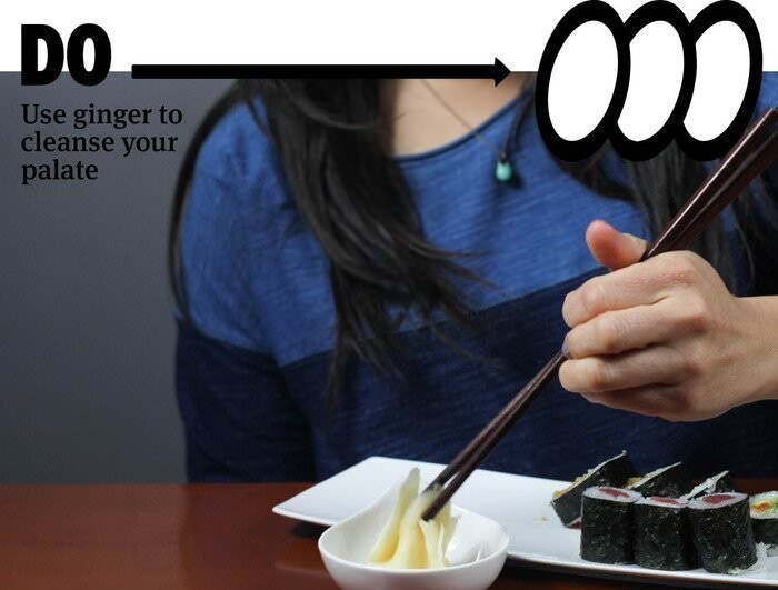 Имбирь едят между употреблением разных видов суши, чтобы очистить вкусовые рецепторы
