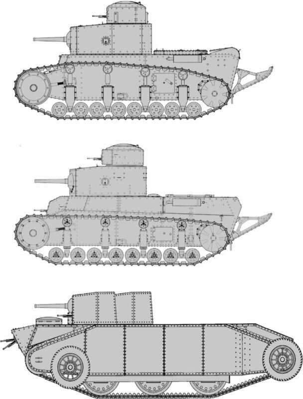На рисунке - танки Т-12, Т-24 и Д-4. Обратите внимание на сравнительные размеры машин