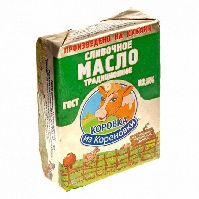 Жирность: 82,5%. Производитель: Кореновский молочно-консервный завод, Краснодарский кр., Кореновск. Цена: около 780 р./кг