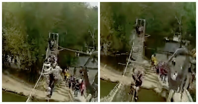 Допрыгались: в китайской провинции Гуандун рухнул веревочный мост с туристами
