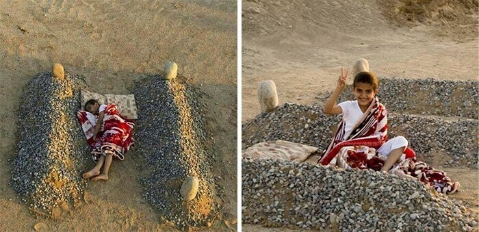 6. Сирийский мальчик, спящий у могил своих родителей