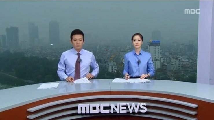 Южно-корейские новости телеканала MBC NEWS всегда снимаются в прямом эфире и исключительно на фоне реального города