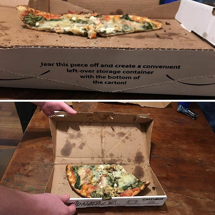 25. Из этой коробки от пиццы можно сделать коробочку поменьше и положить туда остатки