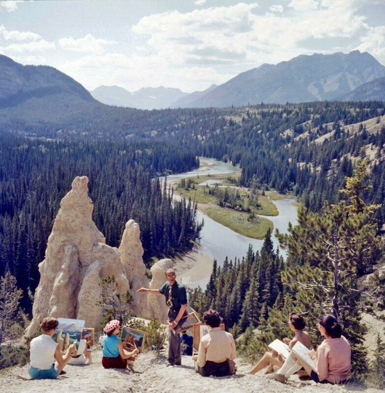 Студенты рисуют удивительные пейзажи. Альберта, Канада, 1957 год.
