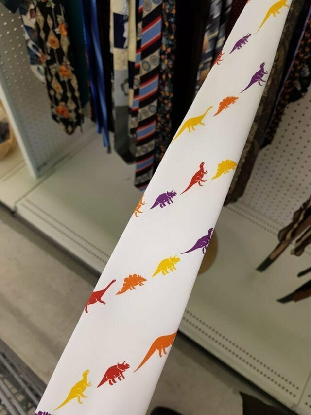 9. «Недавно нашла в местном благотворительном магазине замечательный галстук с динозаврами»