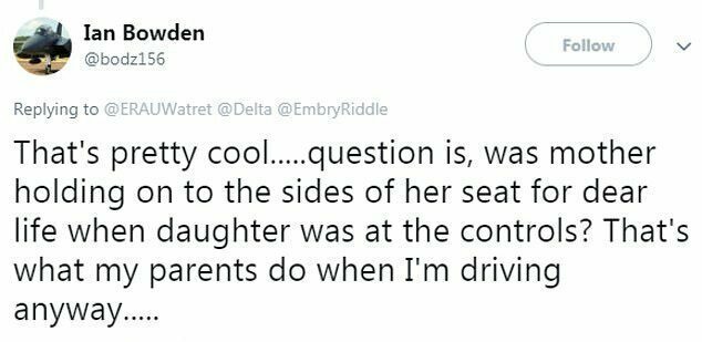 "Это довольно круто... Вопрос в том, хватается ли мать за ручки кресла в страхе за свою жизнь, когда управление берет на себя дочь? Когда я веду машину, мои родители поступают именно так"