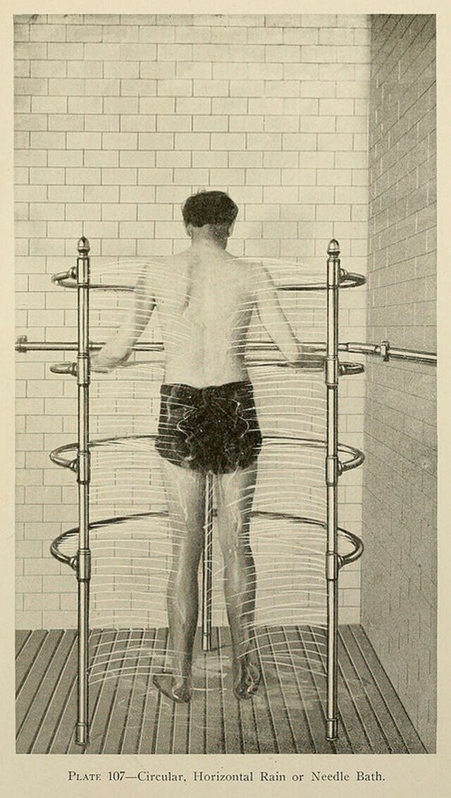 Душ, пар и клизма от паранойи и алкоголизма: иллюстрации из «Практической гидротерапии» 1909 года