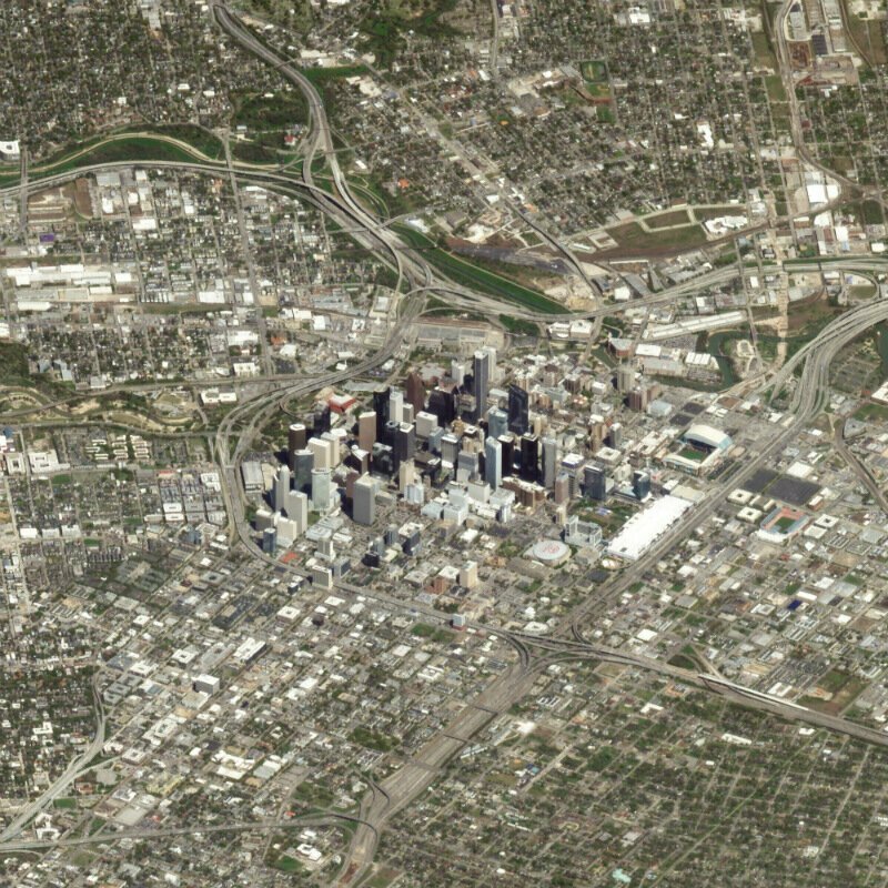 Хьюстон, США. На снимке видно, какую ничтожную часть от территории города составляет островок с небоскребами.