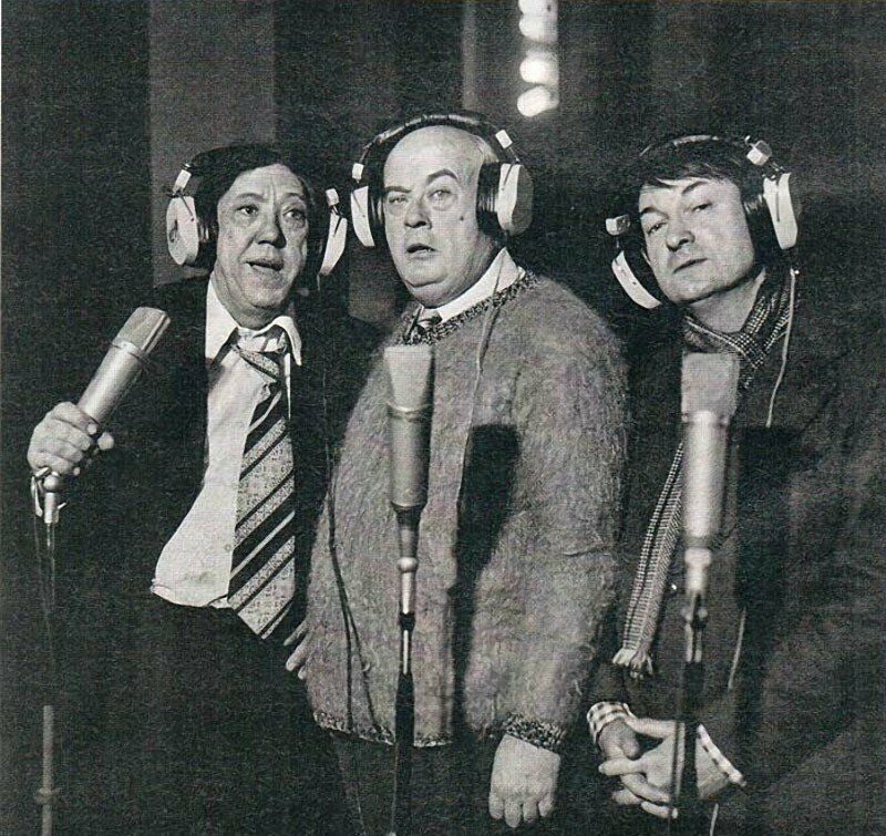 4. Троица Никулин, Моргунов, Вицин на записи пластинки "Происшествие в стране Мульти-Пульти", 1981 г.
