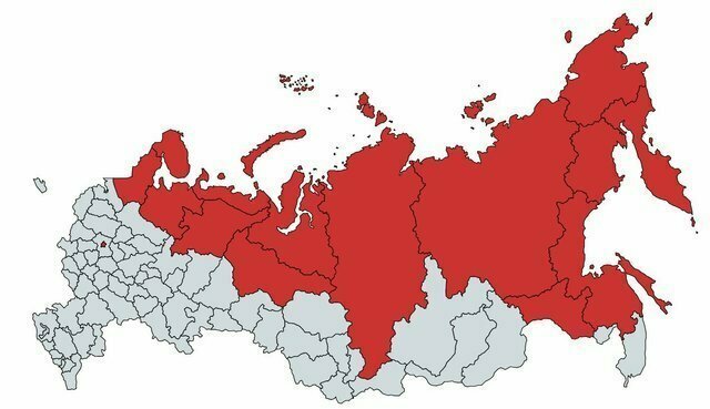 6. На выделенной красным территории живёт столько же человек, сколько и в Москве.