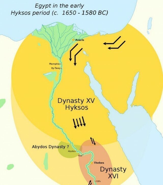 Карта древнего Египта эпохи второго промежуточного периода