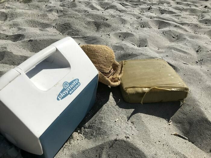 "Сегодня мама нашла на пляже в Южной Флориде вот эту упаковку с кокаином. Ей сказали, там порошка на $150 000!"