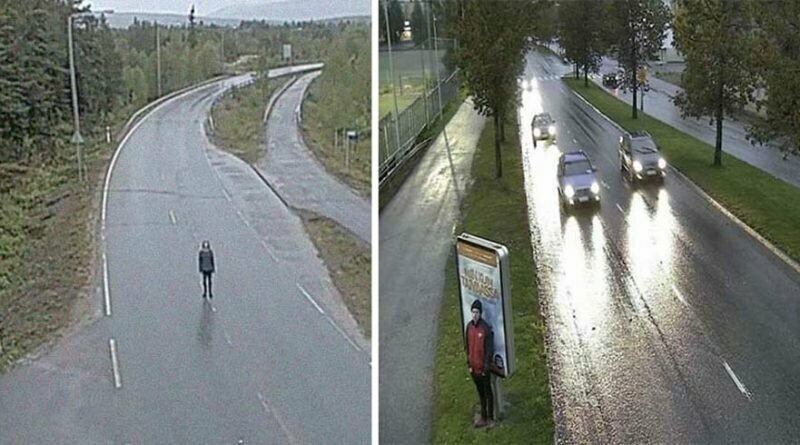 У парня странное хобби, он фотографируется на уличные камеры и получает тревожные снимки