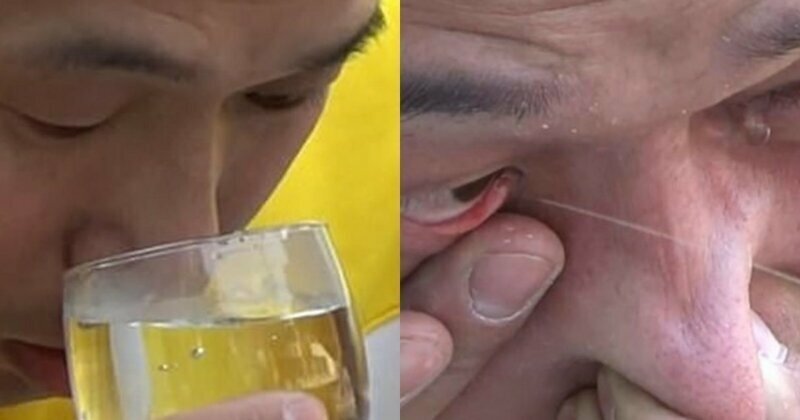 Китайский мастер кунг-фу втянул носом воду и брызнул ею из глаз