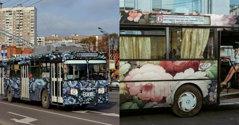 Под гжель и хохлому: как выглядели бы автобусы, расписанные в русских традициях