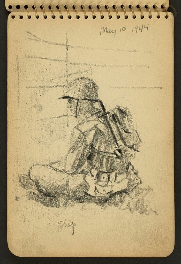 Вторая мировая война в рисунках 21-летнего солдата, сделанных в 1944 году
