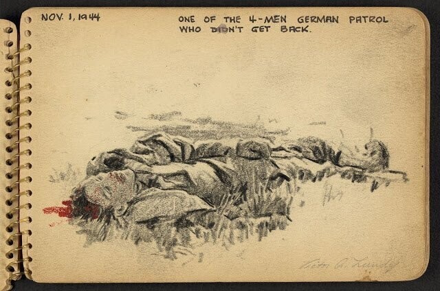 Убитый солдат из немецкого патруля, 1 ноября 1944 года.