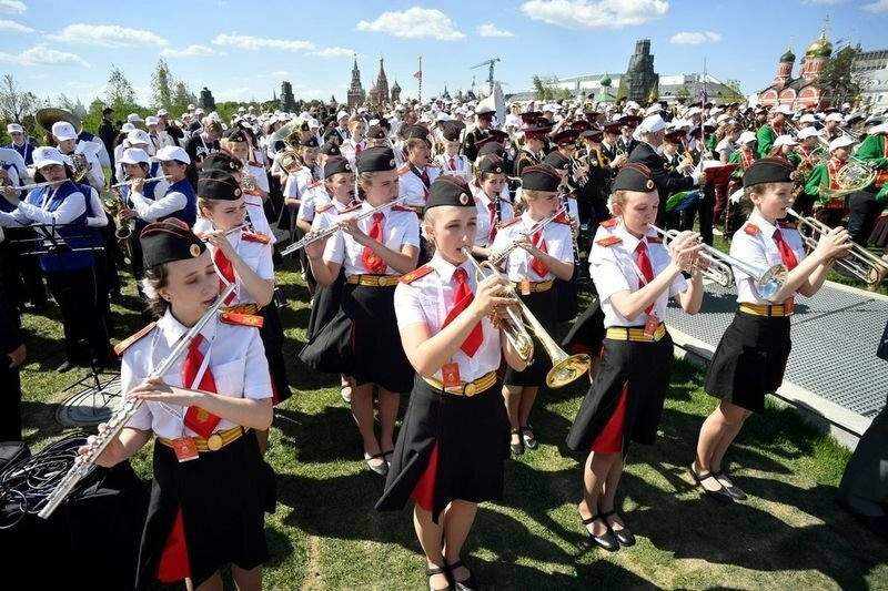 Конкурс среди детских духовых оркестров «Спасская башня» в парке "Зарядье"