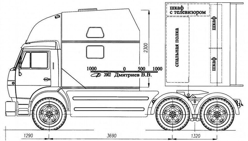Чертеж американского грузовика