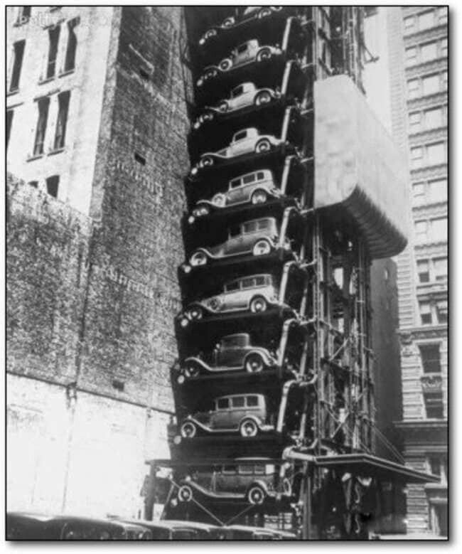 Автомобильный лифт в Нью-Йорке, 1920-е