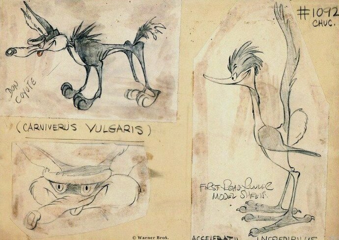 27. Самые ранние известные изображения Хитрого койота и Дорожного бегуна, созданные Чаком Джонсом, 1945 г.