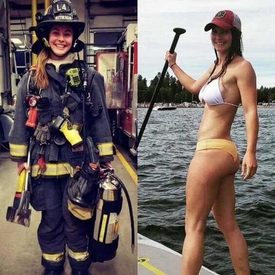 Женщины-пожарные закрыты обмундированием лишь на службе