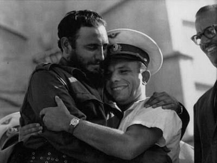 Юрий Гагарин и Фидель Кастро в Гаване, 1961 год.