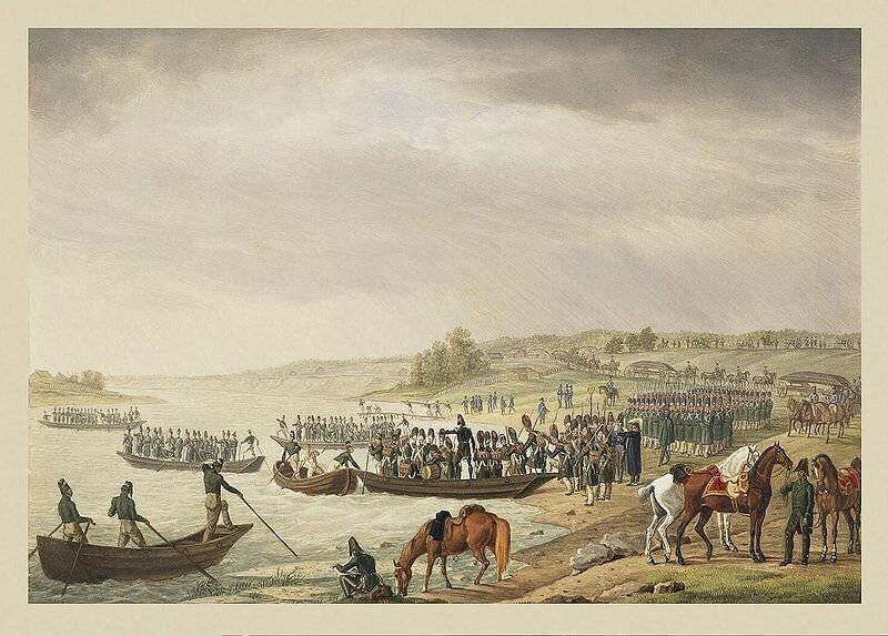 Переправа Итальянского корпуса Евгения Богарне через Неман 30 июня 1812 года. Немецкий художник Альбрехт Адам.